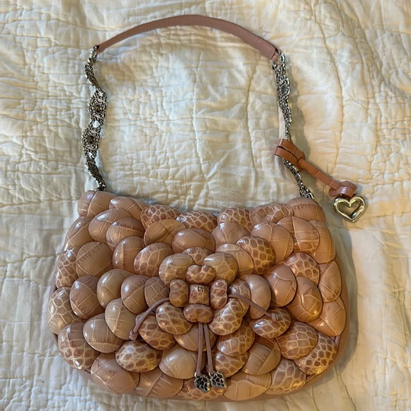 Rare Brighton Rosalie pink Leather Shoulder Handbag Vintage - Picture 1 of 13